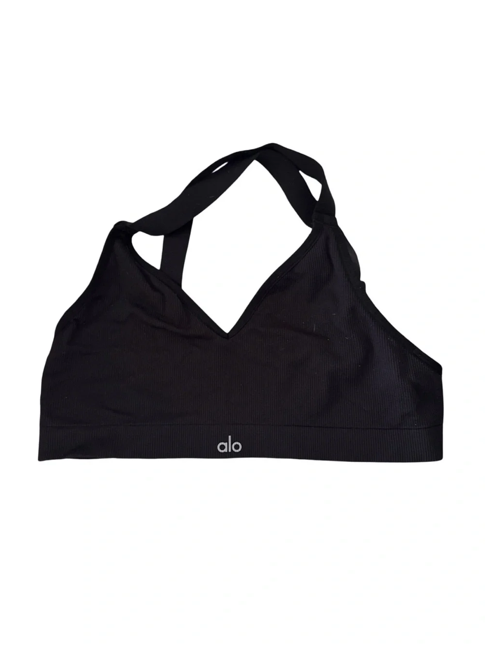 ALO Yoga Ribbed Halter Sports Bra - Black